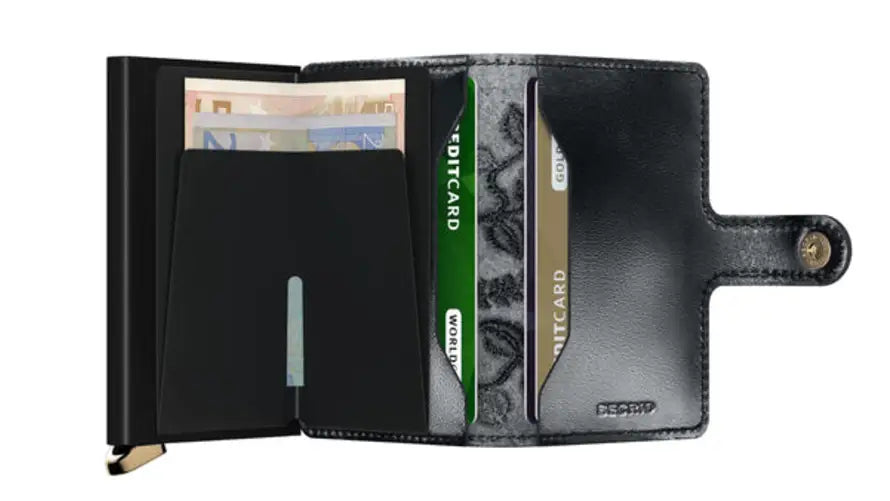 SECRID Premium Mini wallet Stitch Floral Olive, Black
