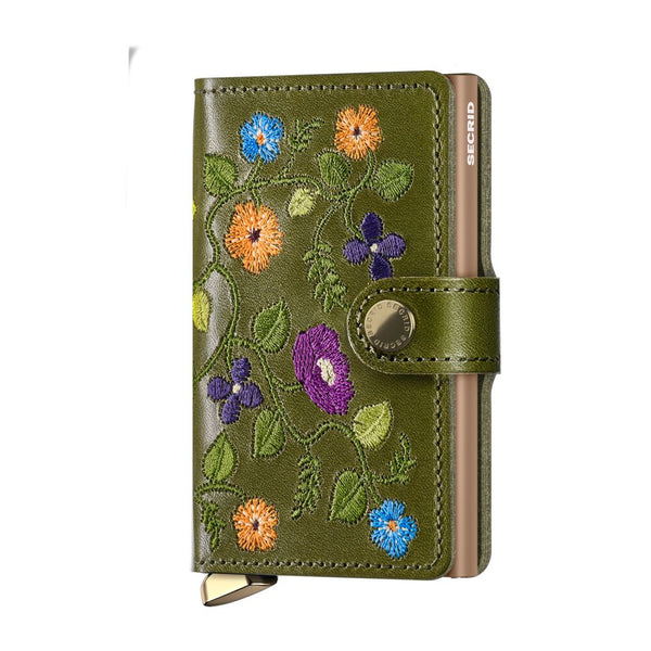 SECRID Premium Mini wallet Stitch Floral Olive, Black