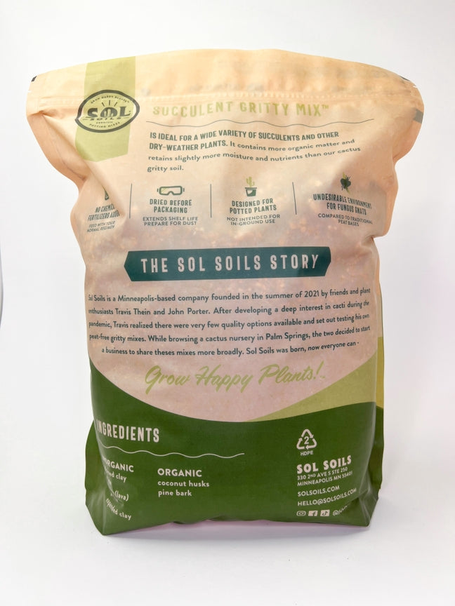 Sol Soils Succulent Gritty Mix Potting Soil 1 Gallon (4Quarts)