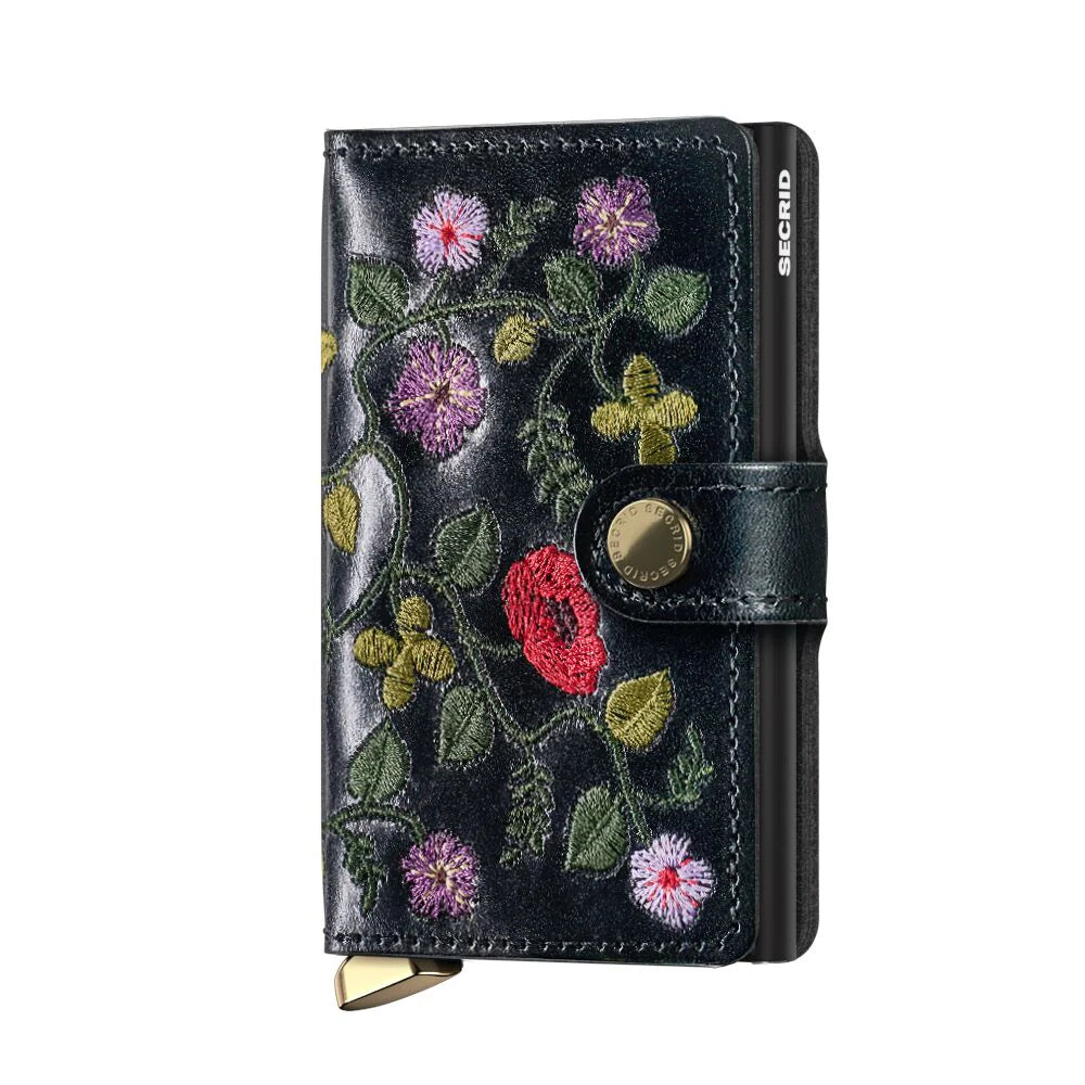 SECRID Premium Mini wallet Stitch Floral Olive, Black
