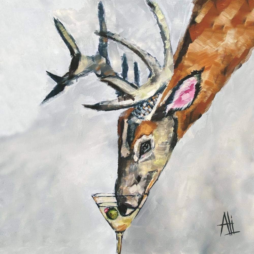 Paper Products Design Martini Deer Beverage Napkin