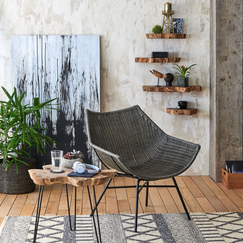 Live Edge Natural Teak Wall Shelf