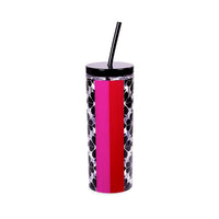 Kate Spade New York Acrylic Tumbler with Straw, Black Spade Flower