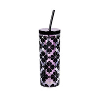 Kate Spade New York Acrylic Tumbler with Straw, Black Spade Flower