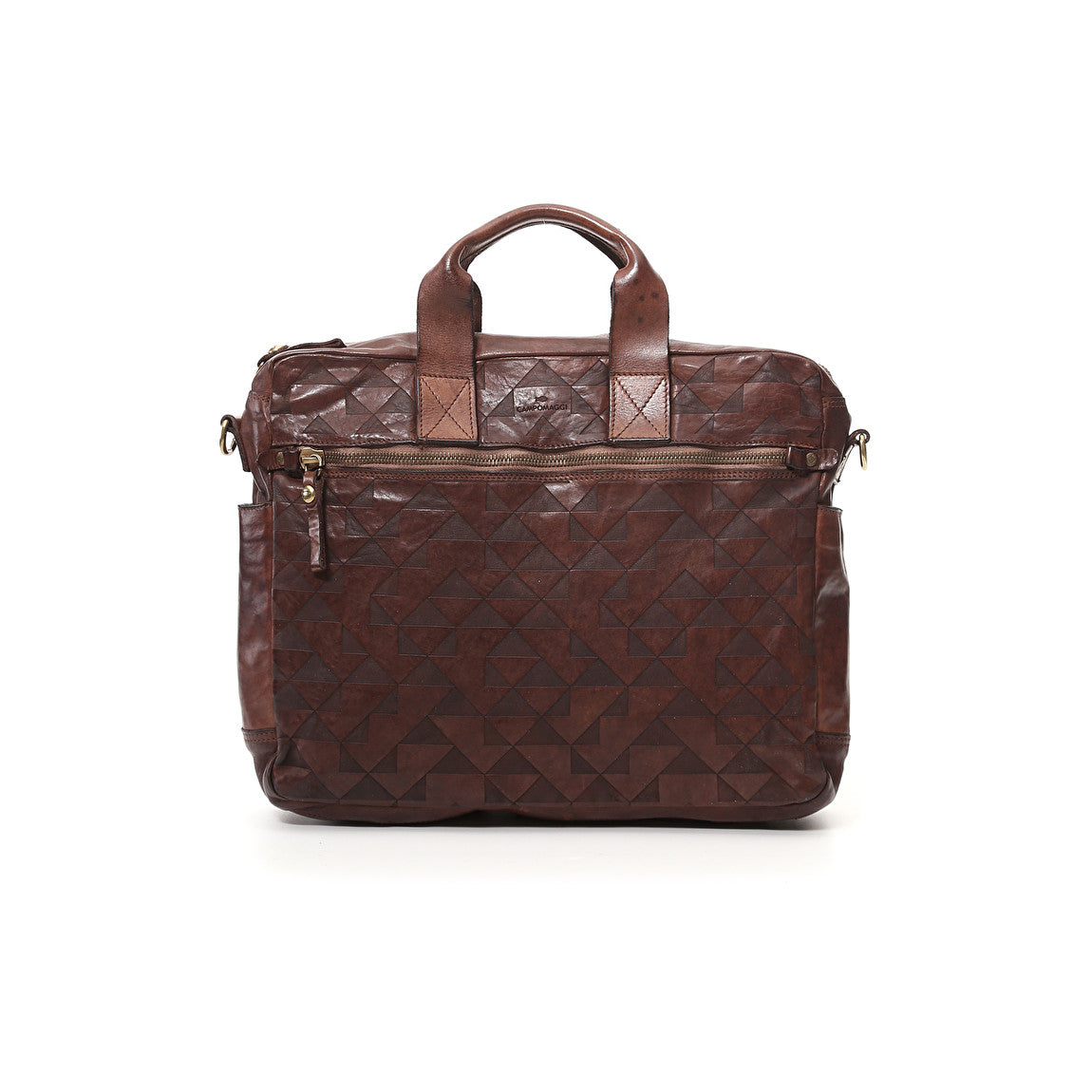 Campomaggi Lauro Work Handbag / Brief Case in Dark Brown with Geometric Laser Design