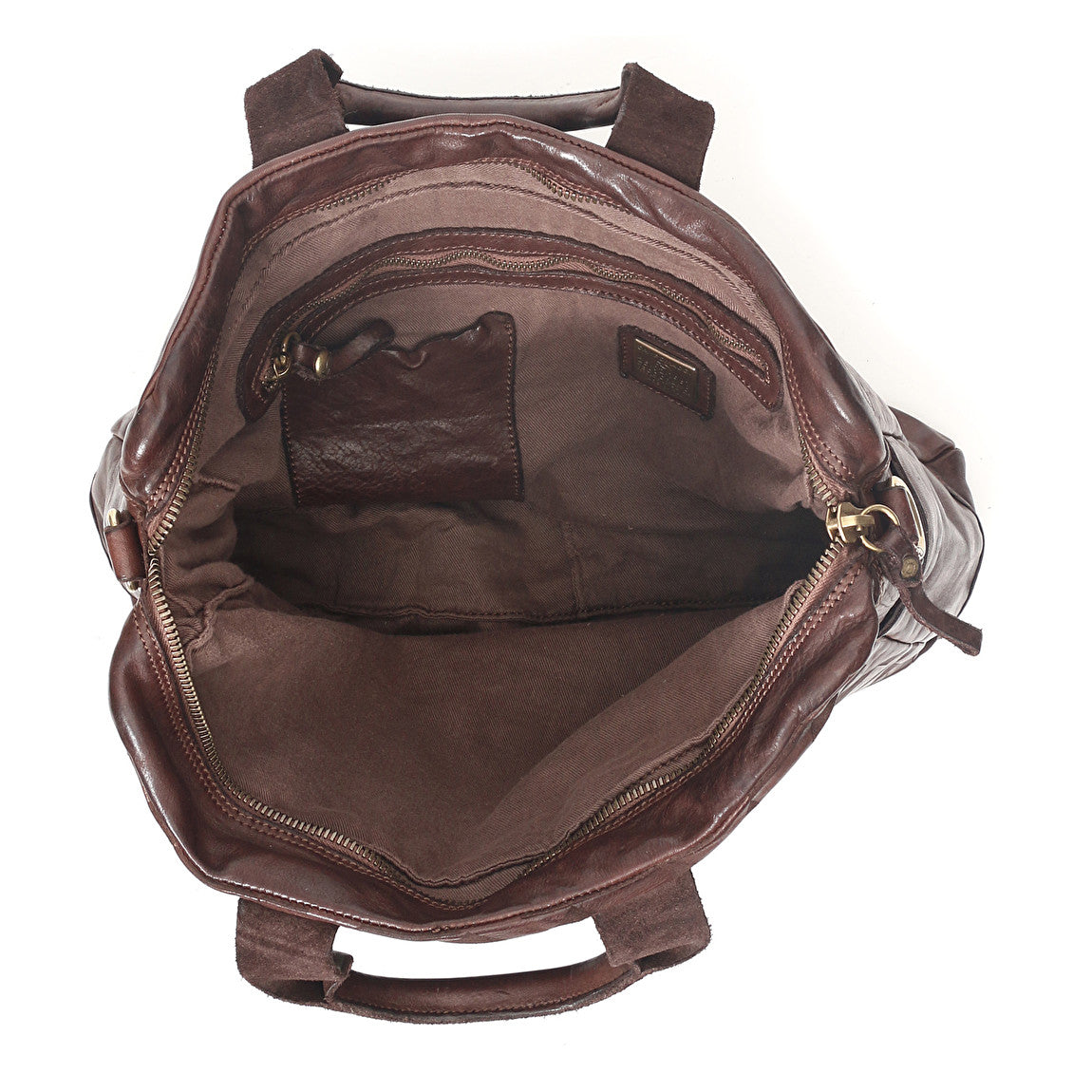 Campomaggi Lauro Work Handbag / Brief Case in Dark Brown with Geometric Laser Design