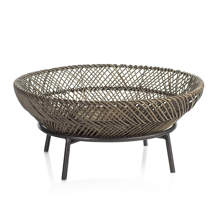 Zodax Monteverde Rattan Tray on Metal Stand