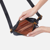 Hobo Fern Belt Bag, Pebbled Leather, Black, Pale Green, Sandstorm