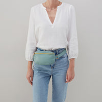 Hobo Fern Belt Bag, Pebbled Leather, Black, Pale Green, Sandstorm