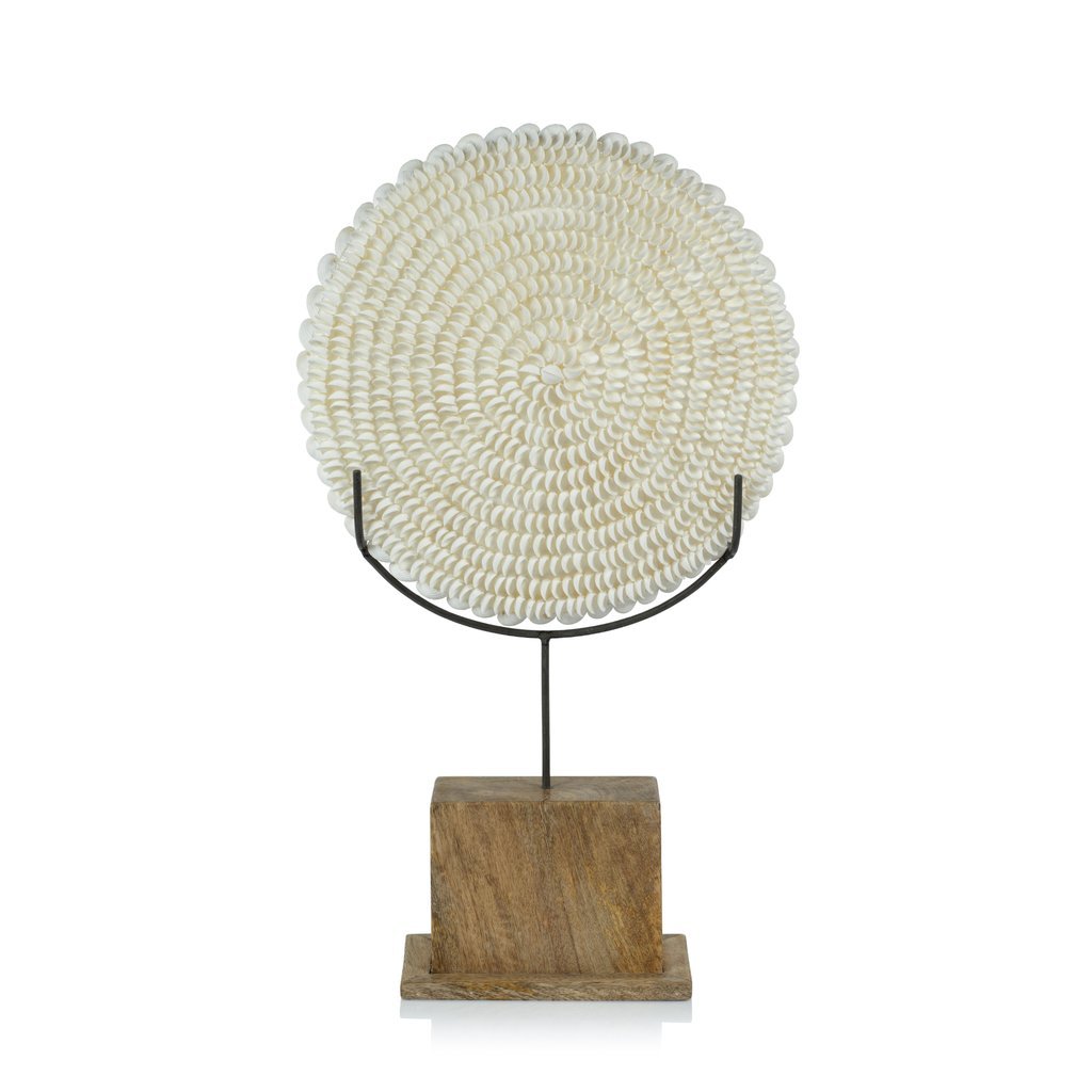 Zodax Natural Clamrose Sea Shells on Wood Stand