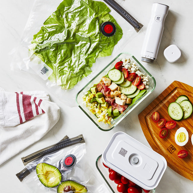 ZWILLING Fresh & Save Vacuum Sealer Machine Starter Set, Sous Vide Bags, Meal prep, Airtight Food Storage Containers