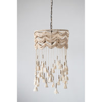 Creative Coop Beaded Pendant Lamp with Lights and Tassels