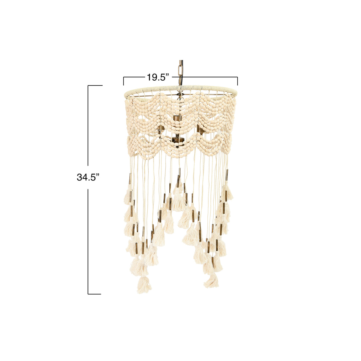 Creative Coop Beaded Pendant Lamp with Lights and Tassels