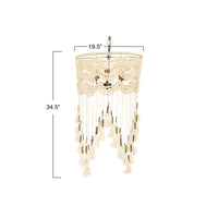 Creative Coop Beaded Pendant Lamp with Lights and Tassels