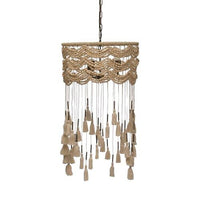 Creative Coop Beaded Pendant Lamp with Lights and Tassels
