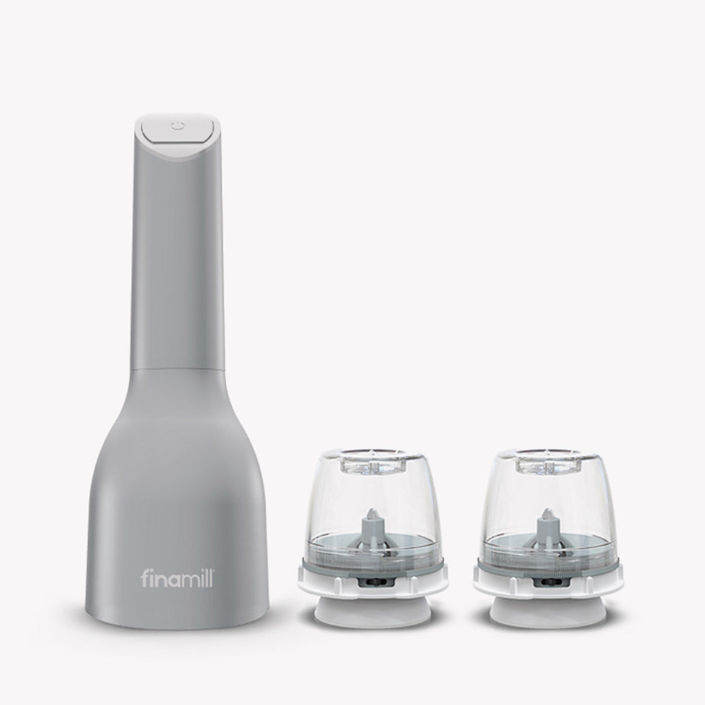 FinaMill Starter Pack 1 mill & 2 pods included, Midnight Black, Stone & Soft Cream