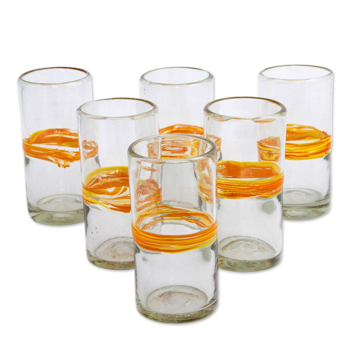 NOVICA Ribbon Of Sunshine Blown Glass Highball