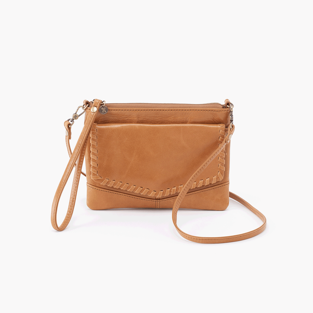 Hobo Stroll Vintage Hide Leather Crossbody Honey, Latte