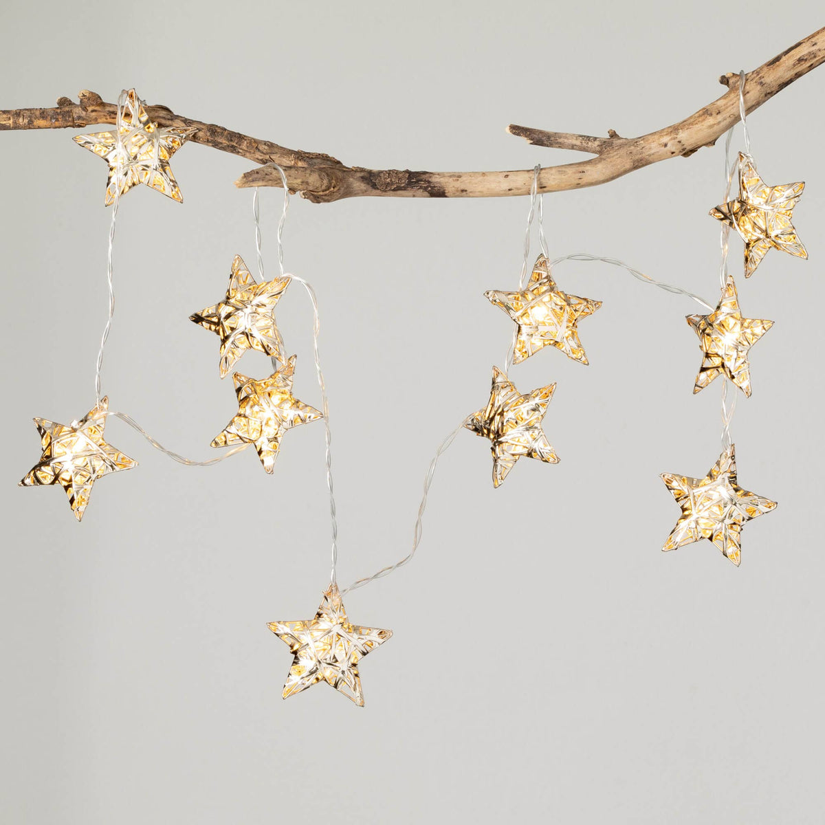 Lighted Star Garland - Champagne