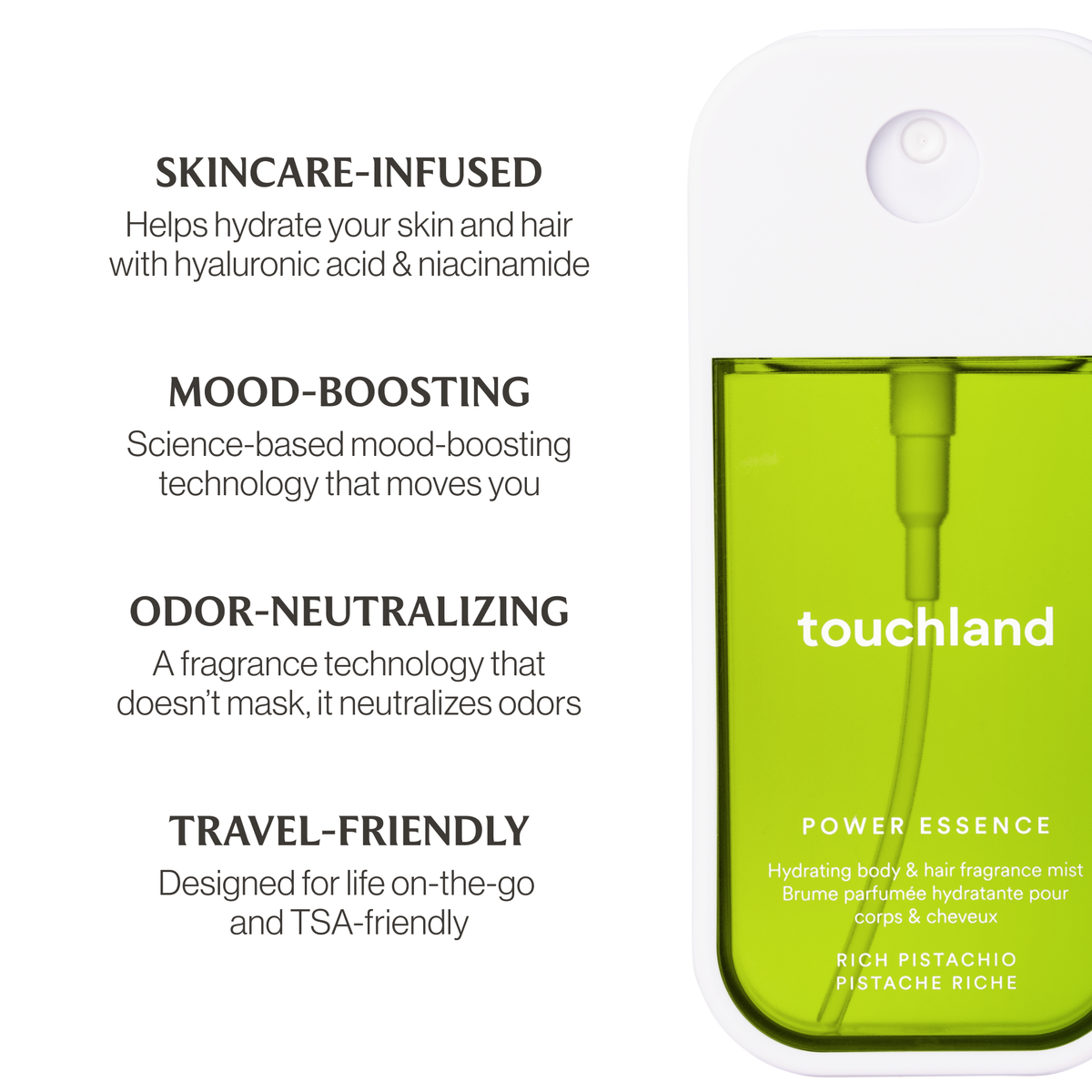 Touchland Rich Pistachio Power Essence Body & Hair Fragrance Mist