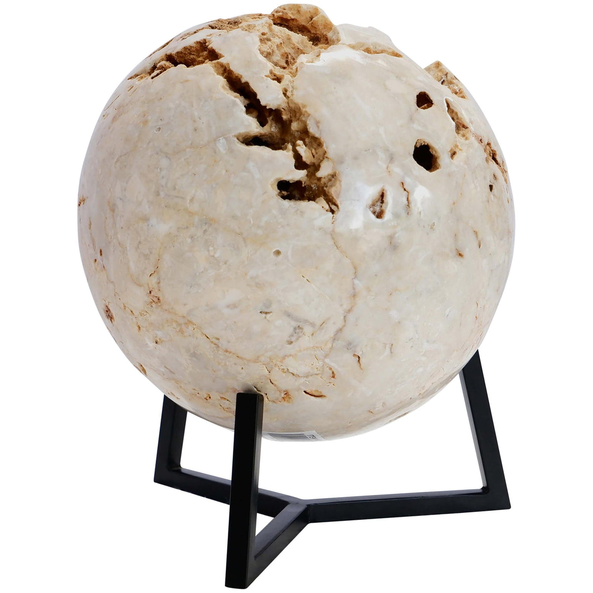 Ivory Stone Moon On Metal Stand