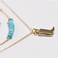 Kalani "Stride" Gold Boot with Turquoise Necklace Set
