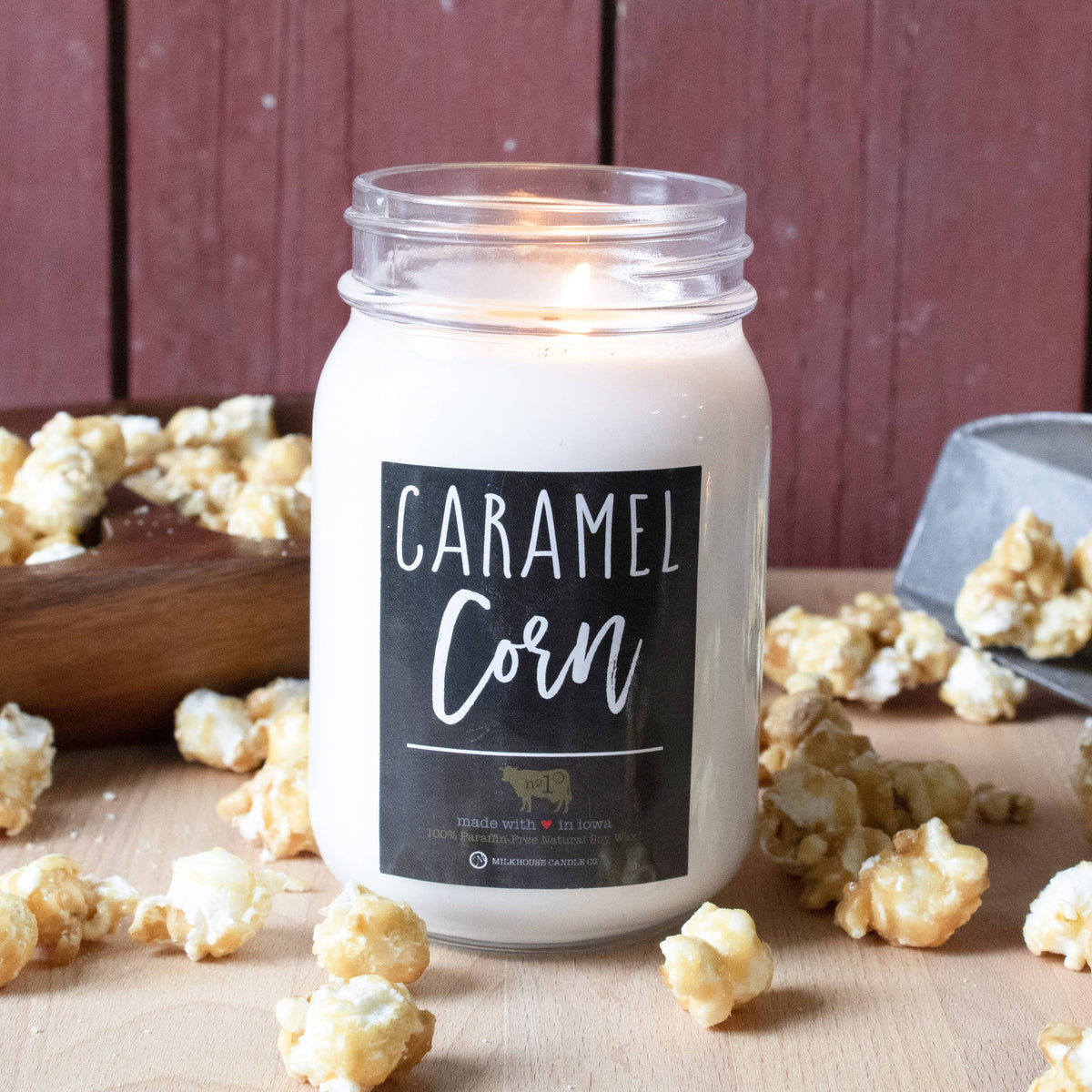 Milk House Mason Jar Candle Caramel Corn 13 oz.