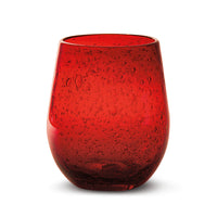 Tag Bubble Glass Stemless Wine Glass - Red