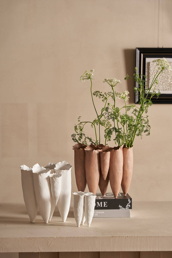 Ceramic White Vase Dia 9"
