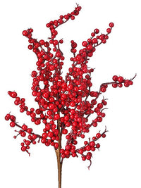 Artificial Mini Red Berry Cluster Pick - Weatherproof, 14"