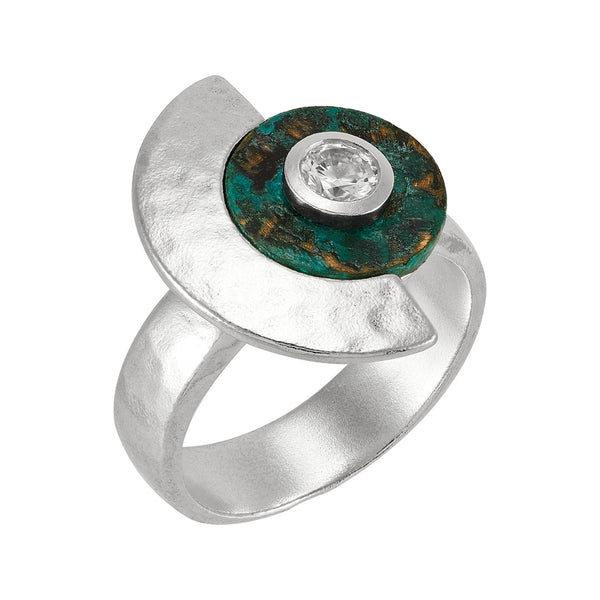 Silpada 'Seacliff' Sterling Silver Cz. and Patina Brass Ring