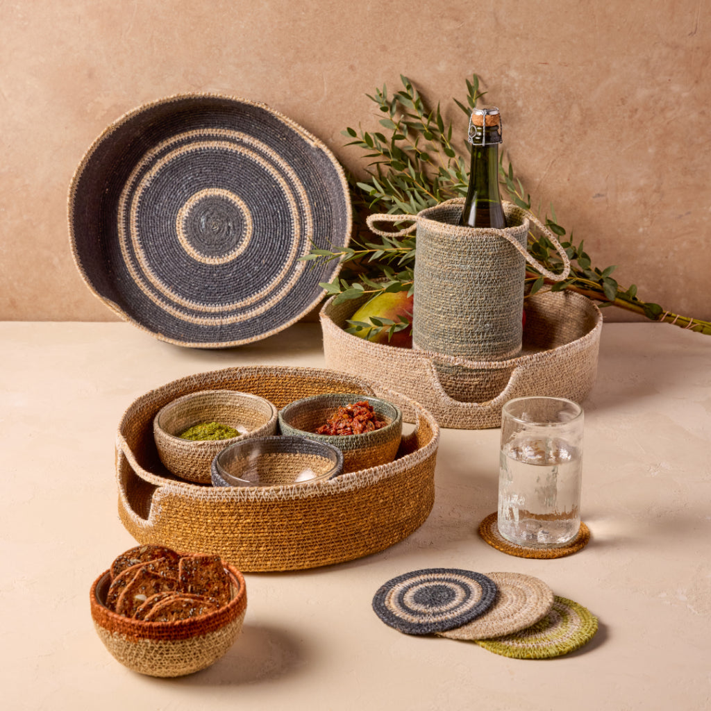 Hydra Woven Seagrass Tray, Marigold