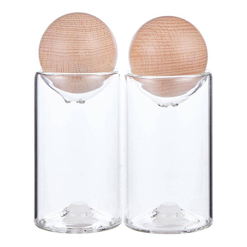 Glass Salt + Pepper Shakers Set