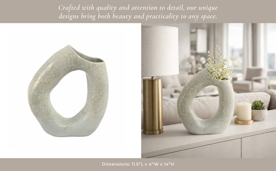 Gray Ceramic Decorative Vase - Ring Shape