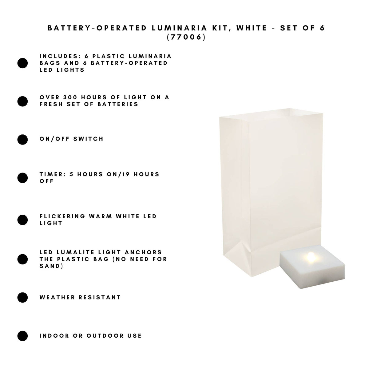 Luminaria Kit with Timer Battery-Operated  - Set of 6
