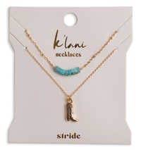 Kalani "Stride" Gold Boot with Turquoise Necklace Set