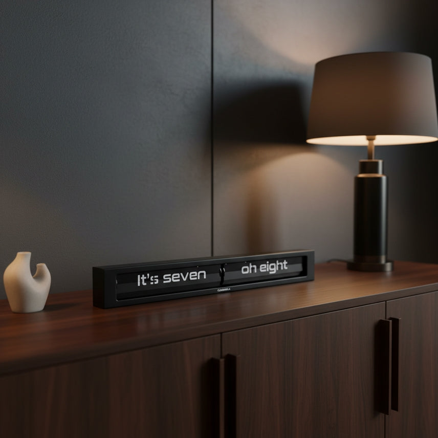 Cloudnola Text Clock Texttime 2.0 Black on Black Flip Clock