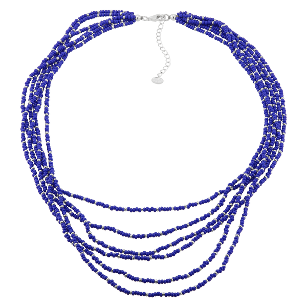 Silpada 'Endless Harmony' Sterling Silver Blue Seed Bead Necklace, 20"