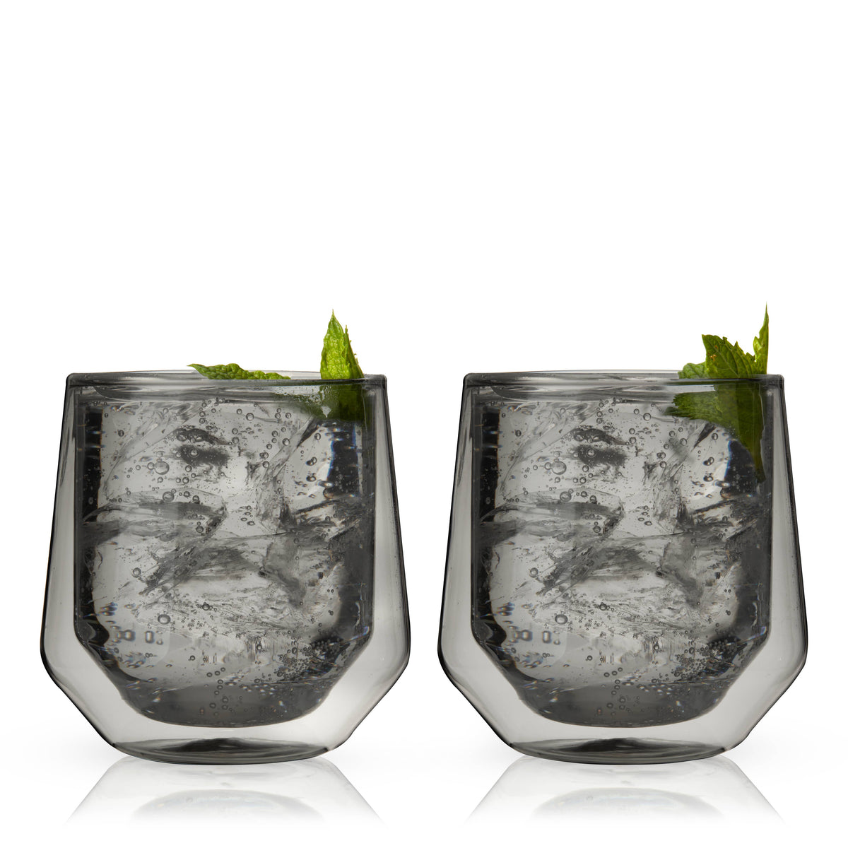 Viski Aurora Double Walled Glass Tumblers - Smoke - Set of 2