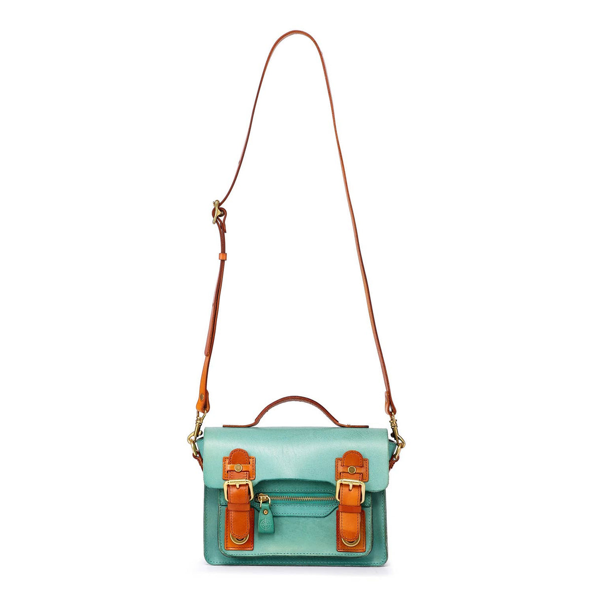 Old Trend Aster Mini Leather Satchel - Aqua or Black