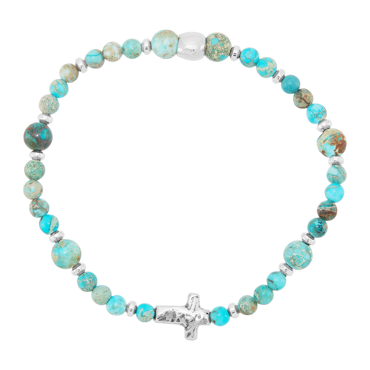 Silpada 'Soulful' Silver Mixed Stones Cross Stretch Bracelet