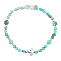 Silpada 'Soulful' Silver Mixed Stones Cross Stretch Bracelet
