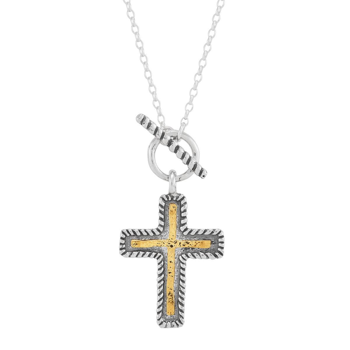Silpada 'Stand in Contrast' Silver 14K Gold Platted Cross Necklace