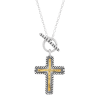 Silpada 'Stand in Contrast' Silver 14K Gold Platted Cross Necklace