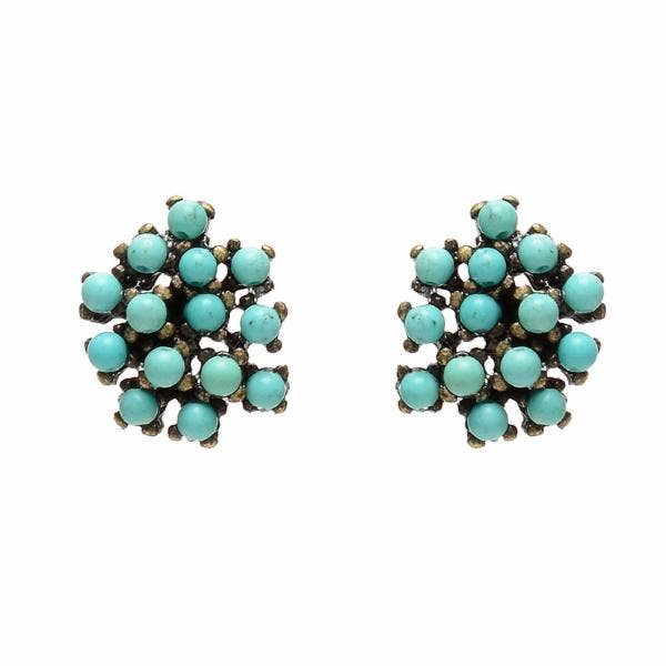 Rebel Designs New York Beaded Cluster Earring - African Turquoise, Light Turquoise