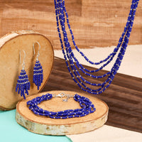 Silpada 'Endless Harmony' Sterling Silver Blue Seed Bead Necklace, 20"