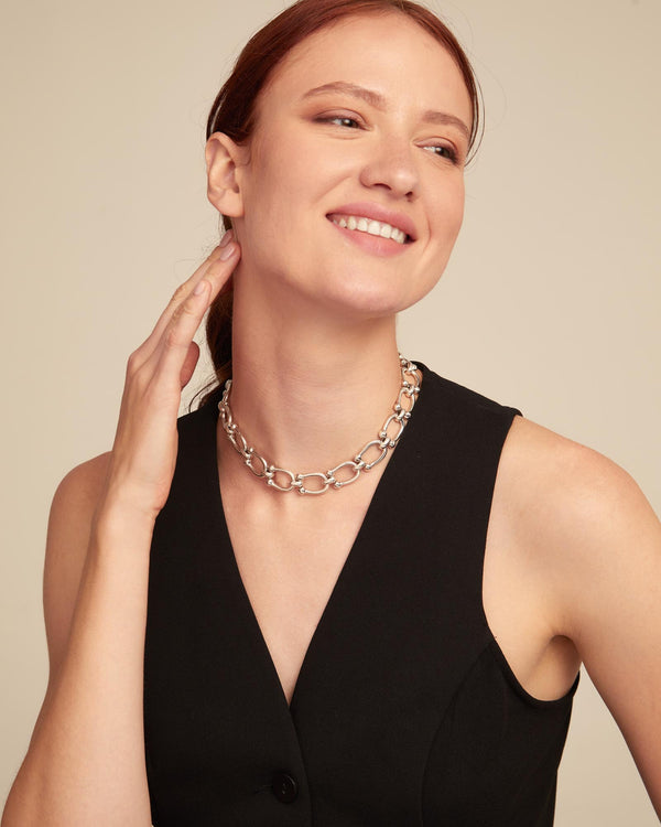 Uno de 50 Short Link Chain Necklace - Silver