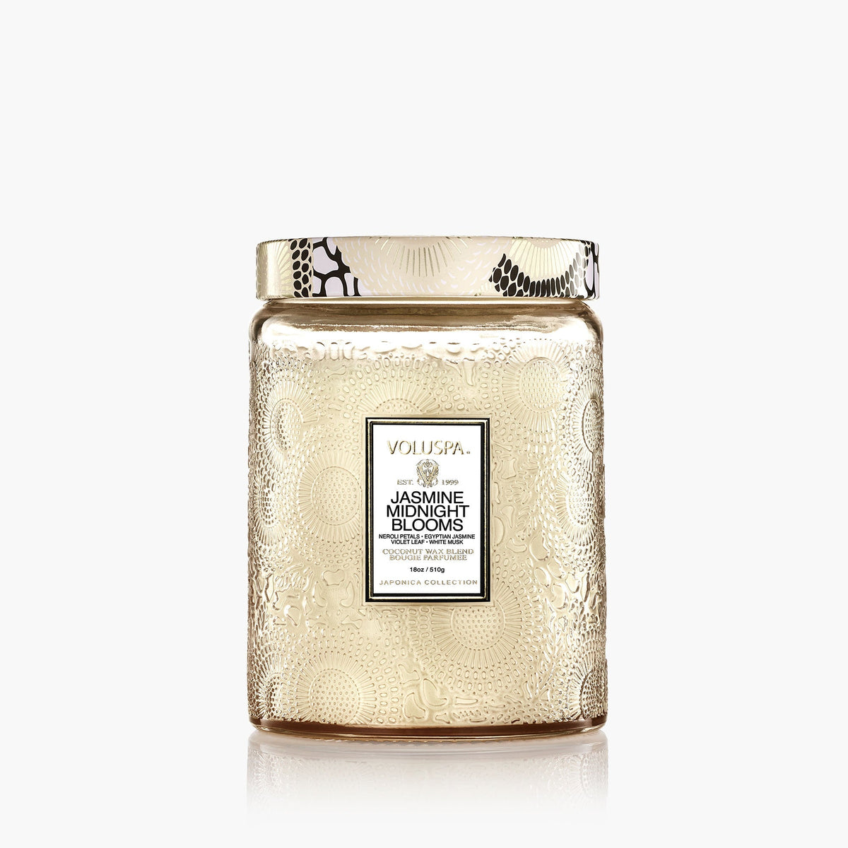 Voluspa Jasmine Midnight Blooms Glass Jar Candle 18 oz.