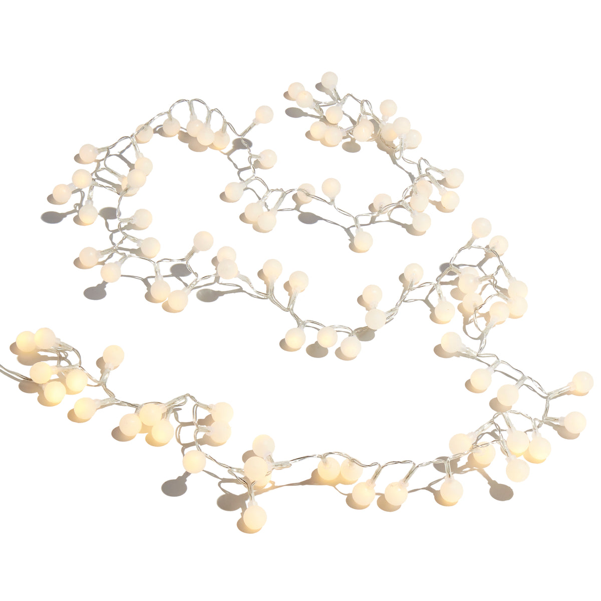 Raz Imports Frosted Snowball Snake Light w/96 Warm White Lights 8'