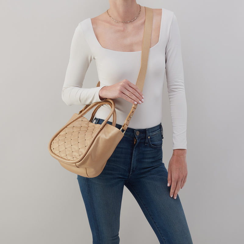 Hobo Margot Satchel Pebbled Metallic Leather Dusty Gold